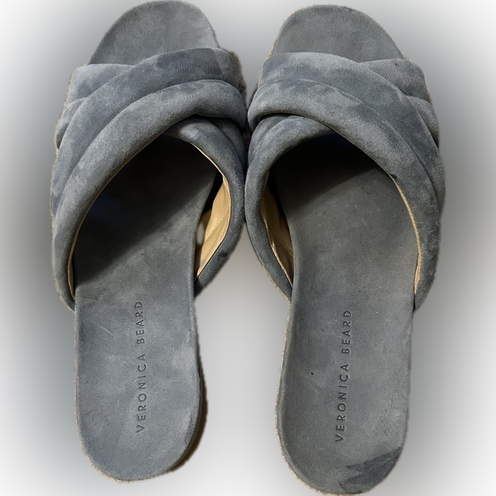Veronica Beard Elise Suede Criss-Cross Sandal- Blue- Size 11